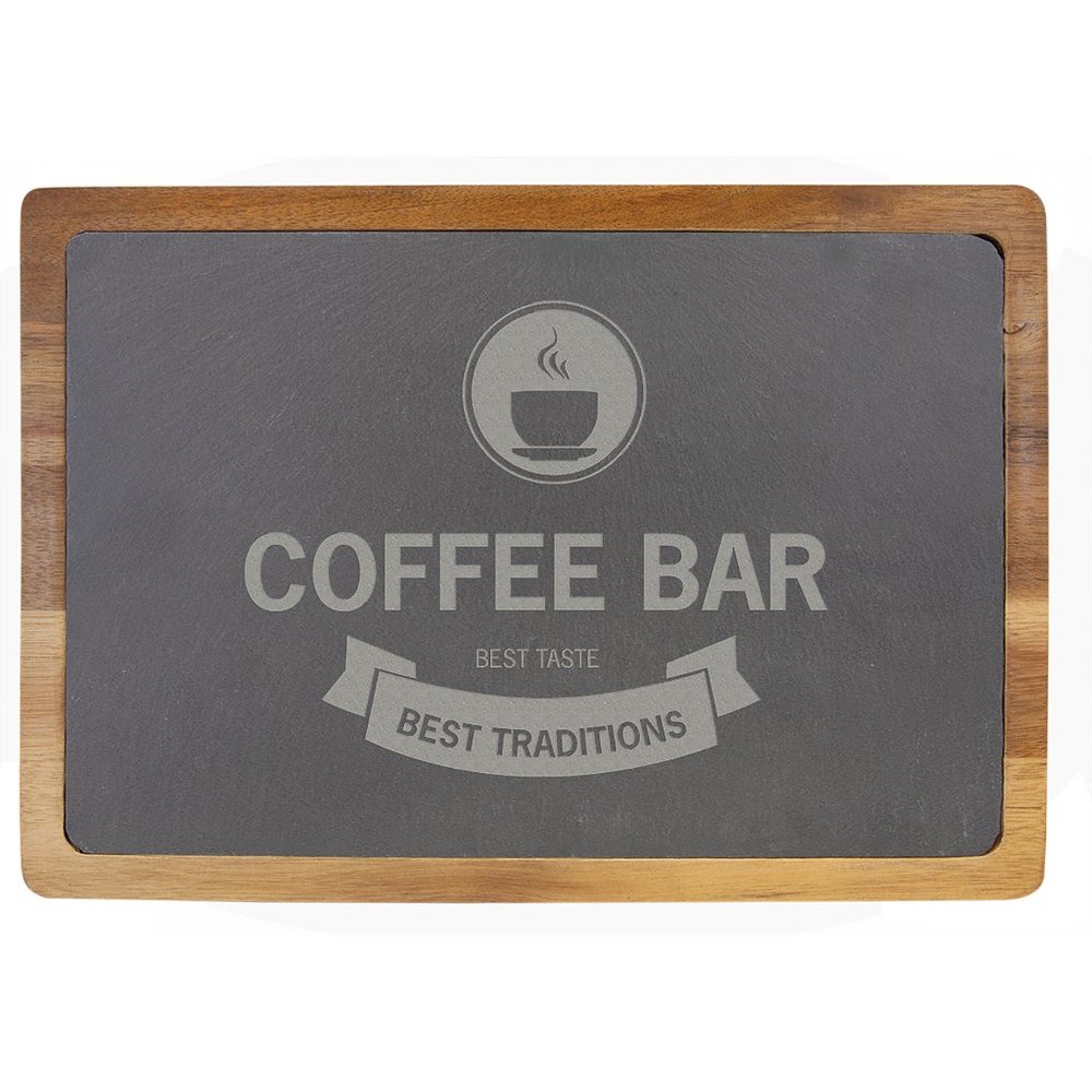 Acacia Wood/Slate Cutting Board - Personalized FREE